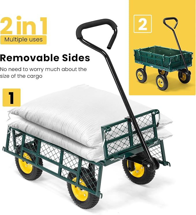 VIVOHOME Heavy Duty 400 Lbs Capacity Mesh Steel Garden Cart Folding Utility - Image 5
