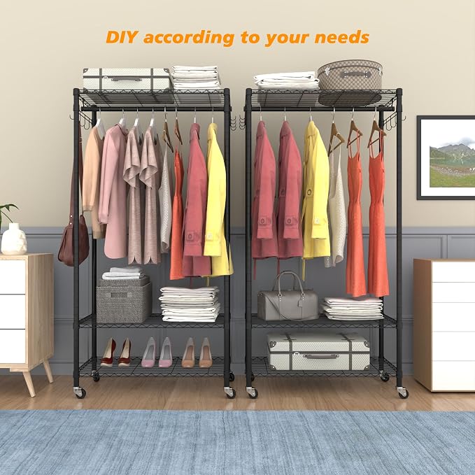 Rolling Portable Garment Rack, Freestanding Clothes Racks, Portable Closet - Image 5