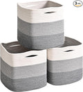 11 Inch Cube Storage Bins, Storage Cube Organizer Bins, Woven Cotton Rope Basket by ICERZCZ