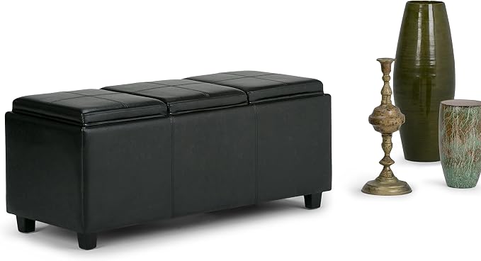 SIMPLIHOME Avalon 42 inch Wide Contemporary Rectangle Storage Ottoman in - Image 4
