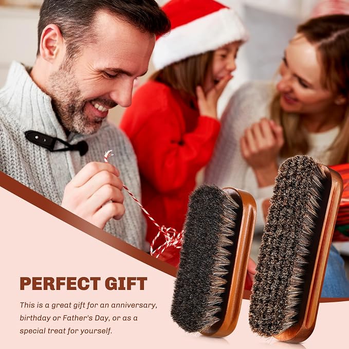 2 Pcs Horsehair Shine Shoes Brush Kit Polish Dauber Applicators Cleaning - Image 4