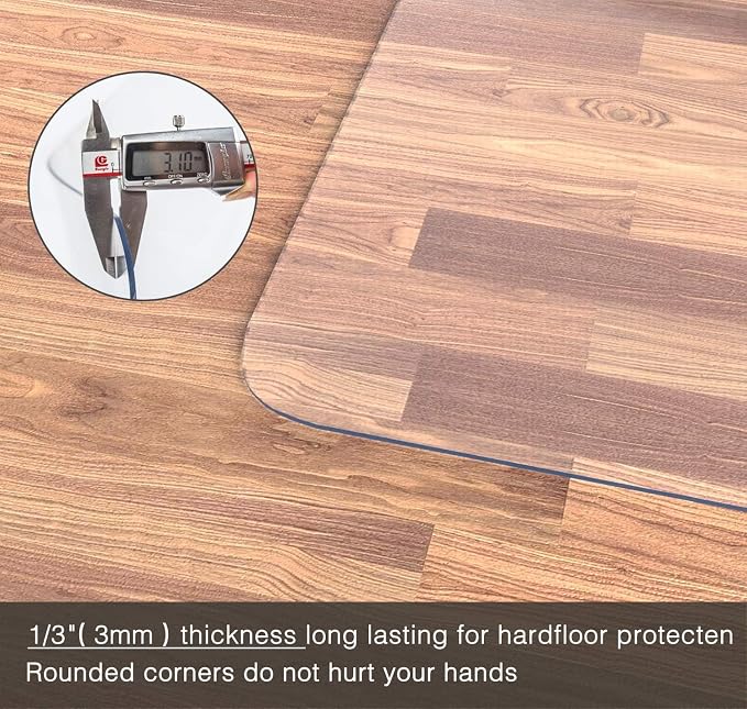 Office Chair Mat for Hardwood Floor, 1/8" Thick 55” x 35” Crystal Clear Hard - Image 5
