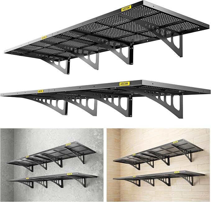 4-Pack 2x3ft Adjustable Garage Wall Shelving 1120lbs Load Capacity Heavy Duty by AECXM