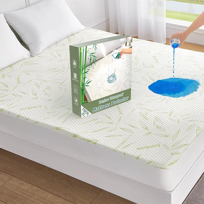 Twin XL Mattress Protector Waterproof Mattress Pad Washable Bamboo Rayon by SoftHour