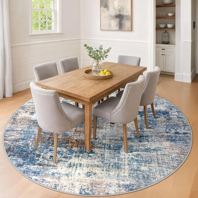 IOHOUZE Abstract Round Area Rug 8 Ft Washable Circle Rugs Large Round Rug Non - Image 2