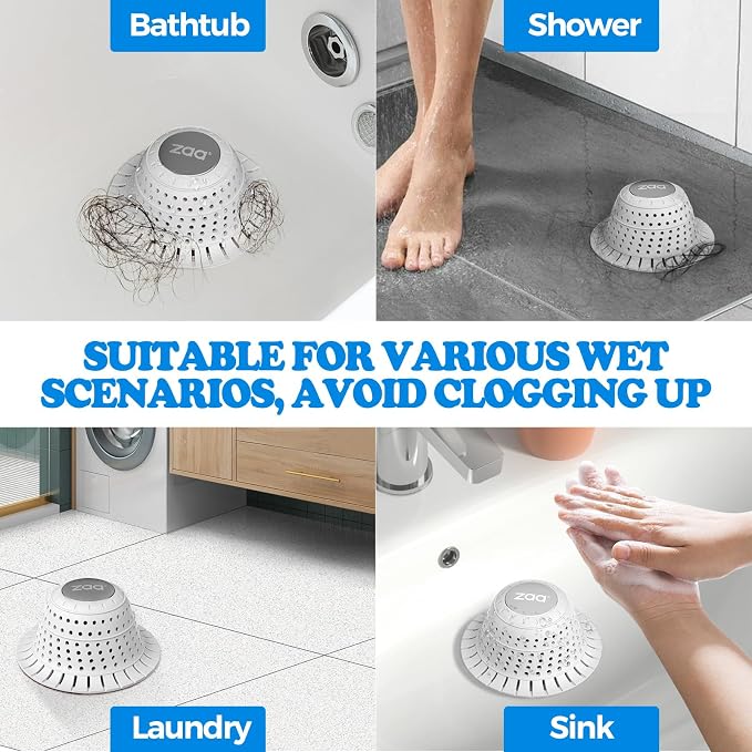zaa Bathtub Drain Hair Catcher, Premium Silicone Collapsible 1 Pack Drain - Image 2