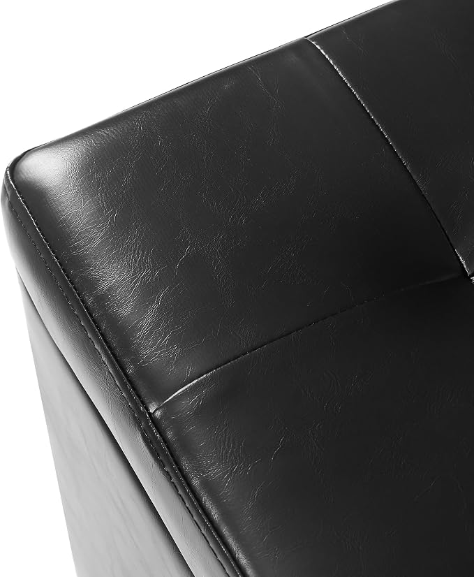 Adeco Faux Leather Storage Ottoman Bench - Image 5
