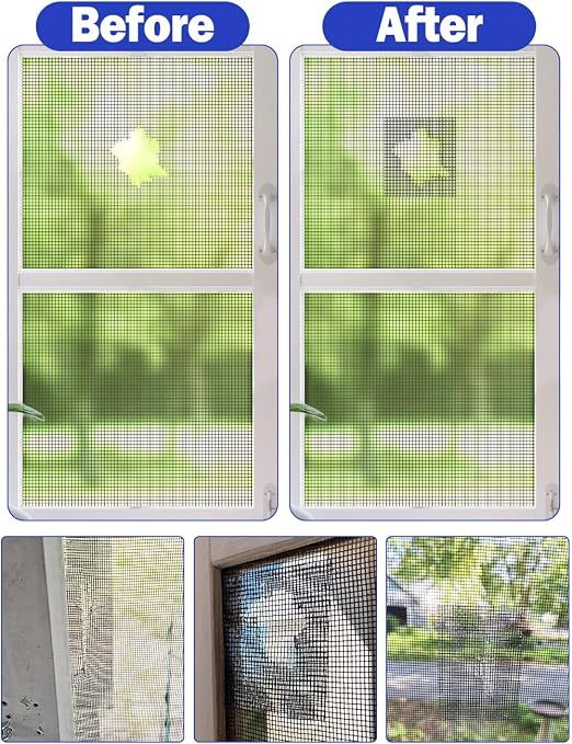 wohohoho Window Screen Repair Tape, 4 in X 20 FT Grey Screen Patch Repair Kit - Image 7