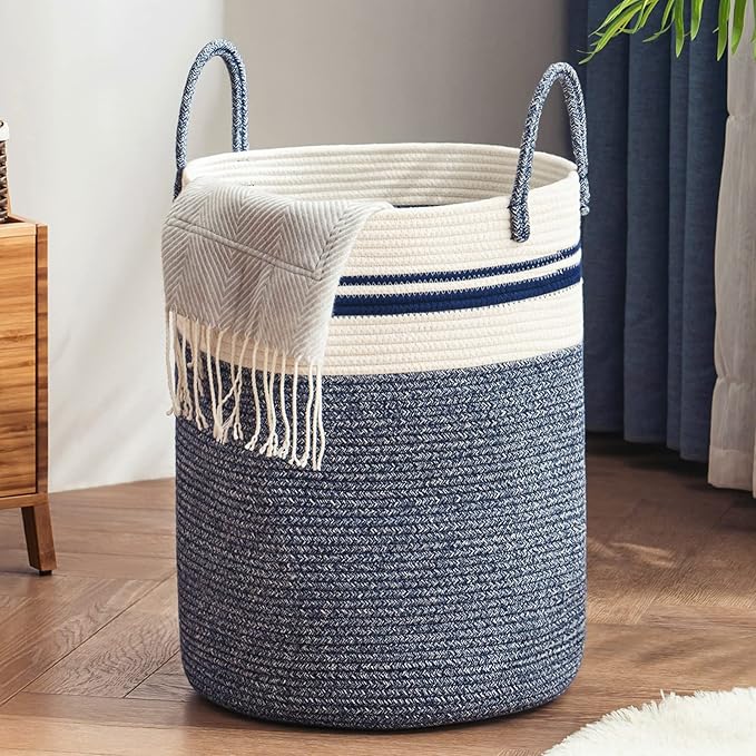 Woven Rope Laundry Hamper Basket by YOUDENOVA, 58L Tall Luandry Basket by YOUDENOVA