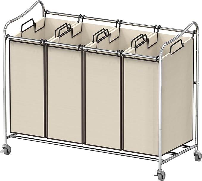 Simple Houseware 4-Bag Heavy Duty Rolling Laundry Sorter Cart by SimpleHouseware
