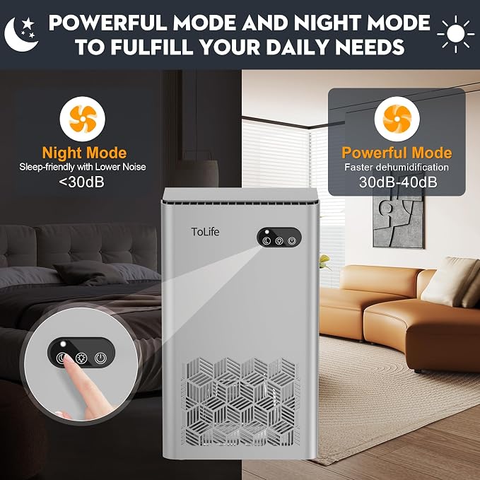 ToLife Dehumidifier for Home, 1000 sq.ft Dehumidifiers for Basement Bedroom - Image 4