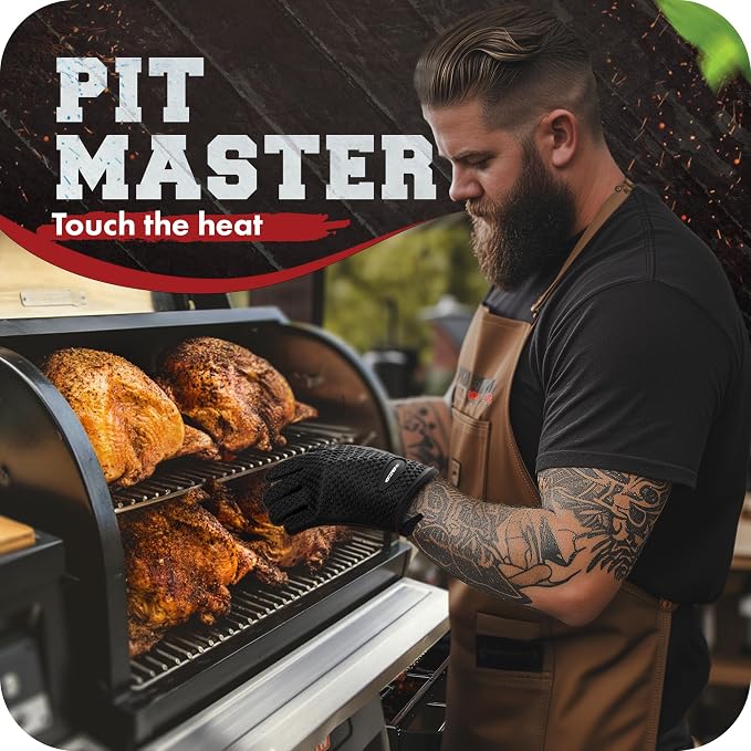 KITCHEN PERFECTION XL Silicone Smoker Oven Gloves-Extreme Heat Resistant BBQ - Image 3