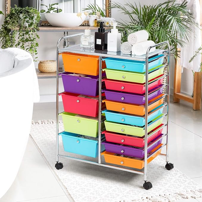 GOFLAME 15-Drawer Rolling Storage Cart, Utility Cart - Image 9