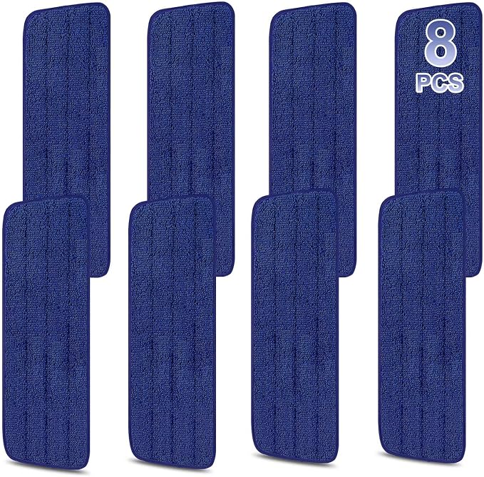 8 Pack 16.5 inch Reusable Mop Pads Microfiber Spray Mop Replacement Heads by H-Gamely