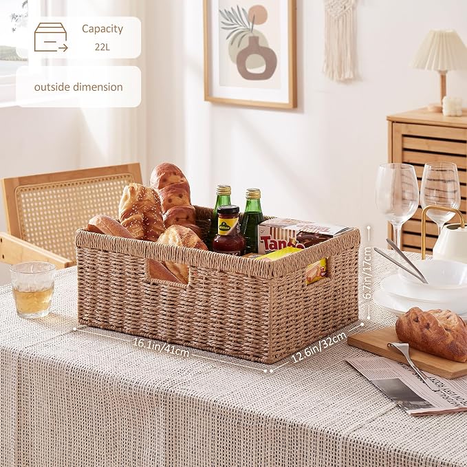 OIAHOMY Wicker Basket, Paper Shelf Basket - Image 4