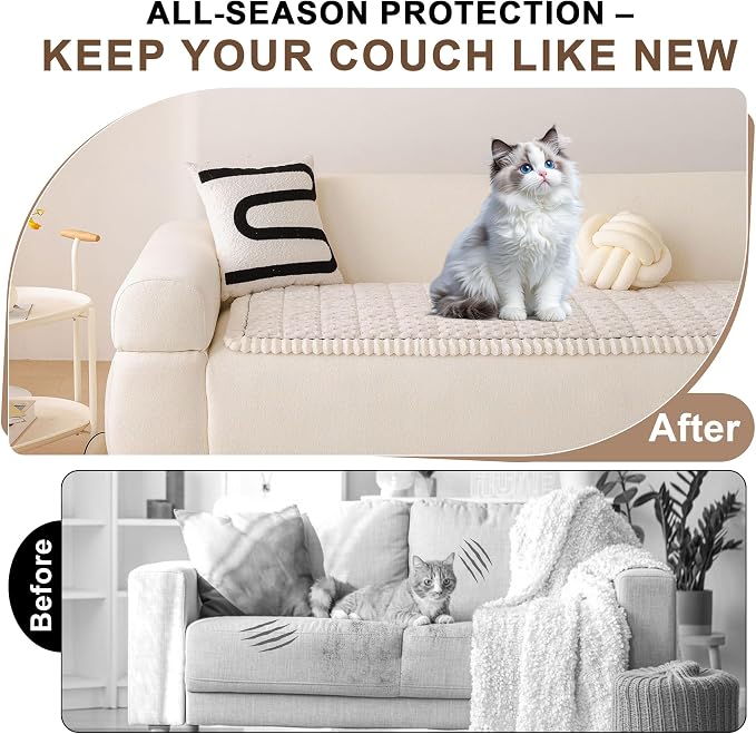 OTOB Couch Cover for Dogs Washable All Seasons, Non Slip Fuzzy Pet Couch Covers - Image 2