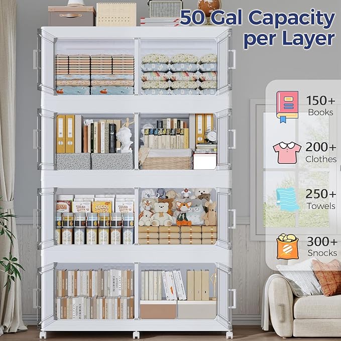 150GAL Storage Bins with Lid and Wheels, Stackable Closet Organizers and - Image 3