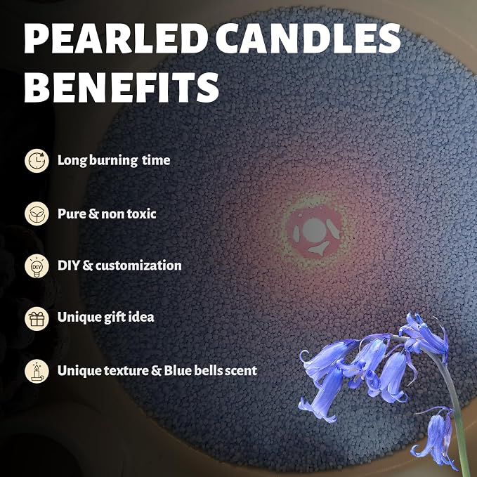 Bluebell Scented Light Blue Pearled Candle 18oz Luxury Sand Candle Granulated - Image 3