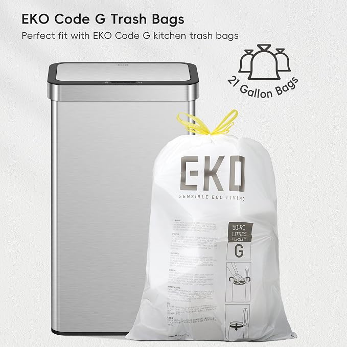 EKO Nova Sensor Trash Can, 21 Gallon/80 Liter Stainless Steel Rectangular - Image 4