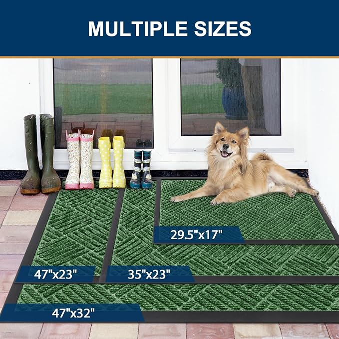Smiry Front Door Mat Outside Entrance, Heavy Duty Outdoor Indoor Mat, Natural - Image 2