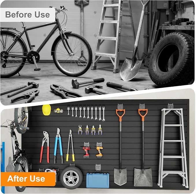 DoCred Slatwall Paneling Organizer, 4x7.5 FT PVC Garage Slat Wall Storage - Image 6