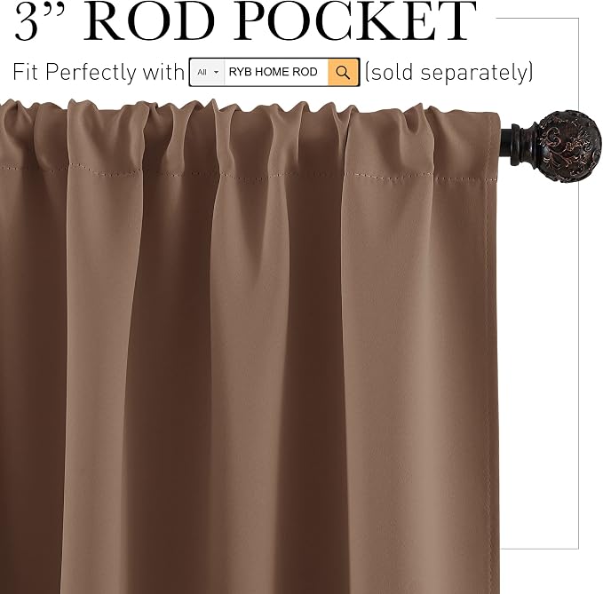 RYB HOME Large Curtains for Living Room 84 inches Length, W 70 x L 84, 2 Panels - Image 2