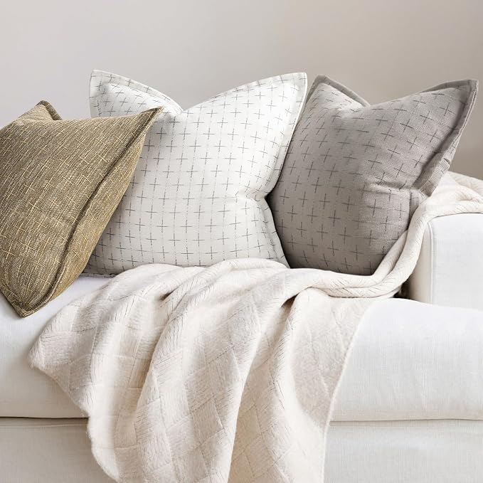Pillow Covers 24x24 Set of 2 Soft Polyester Textured Pillow Covers - Image 5