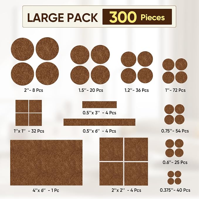 BALEINE 300PCS Felt Furniture Pads, Scratch-Reducing Floor Protectors - Image 2