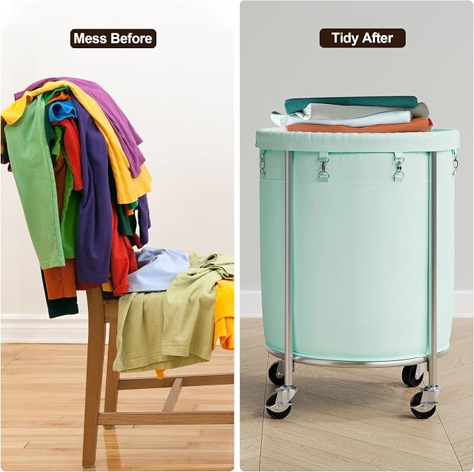 ELYKEN Laundry Basket with Wheels, 170L Rolling Laundry Hamper with Removable - Image 6