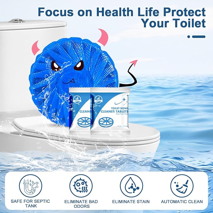 Toilet Bowl Cleaners, Automatic Toilet Bowl Cleaner Tablets Blue Gel Powerful - Image 2