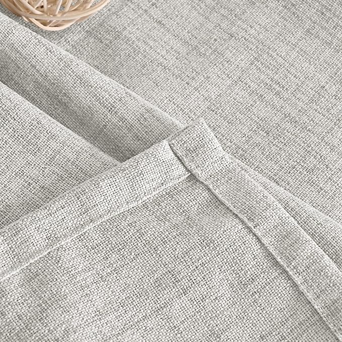 YoungsTex Linen Semi Sheer Curtains 90 Inch Length 2 Panels, Light Grey Light - Image 9