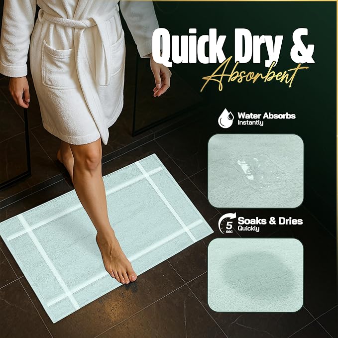 Pearl Linens Pack of 2 100% Cotton Bath Mat 18x25 inches, Soft & Absorbent - Image 4