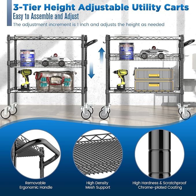 Leteuke 3 Tier Rolling Carts - Image 3