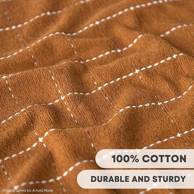Artoid Mode Checkered Designed Cotton Black Caramel Terry Kitchen Dish Cloths - Image 3