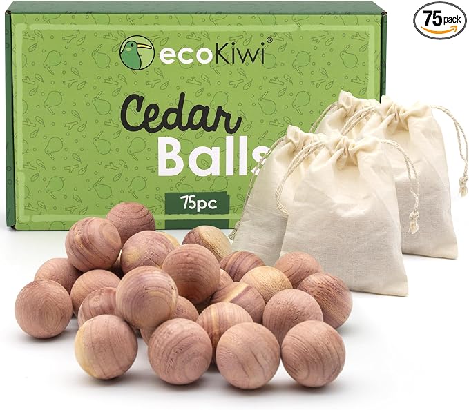 ecoKiwi Cedar Balls for Clothes Storage 75 Pack by ecoKiwi
