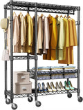 Heavy Duty Rolling Garment Rack 4 Tiers Adjustable Wire Shelving Clothes Rack by MEIGAOPLASTICANDMETALHKCOLIMITED
