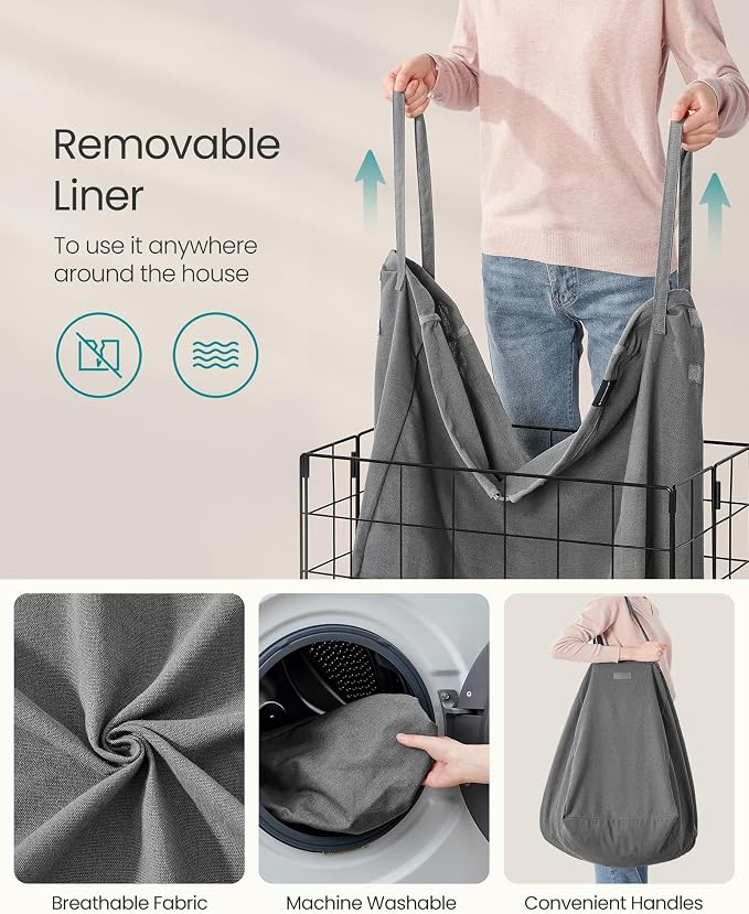 SONGMICS Laundry Hamper, 34.3 Gal. Laundry Basket, Collapsible Clothes Hamper - Image 4