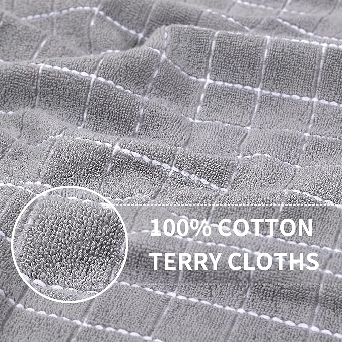 Homaxy 100% Cotton Terry Kitchen Towels, Checkered Designed, Soft and Super - Image 2