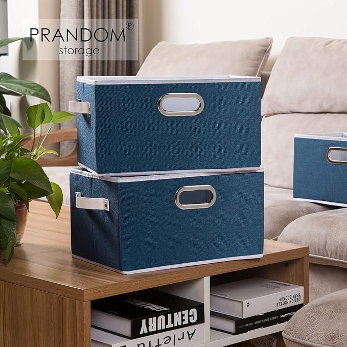 PRANDOM Fodable Storage Bins for Closet Decorative Fabric Storage Baskets Cubes - Image 2