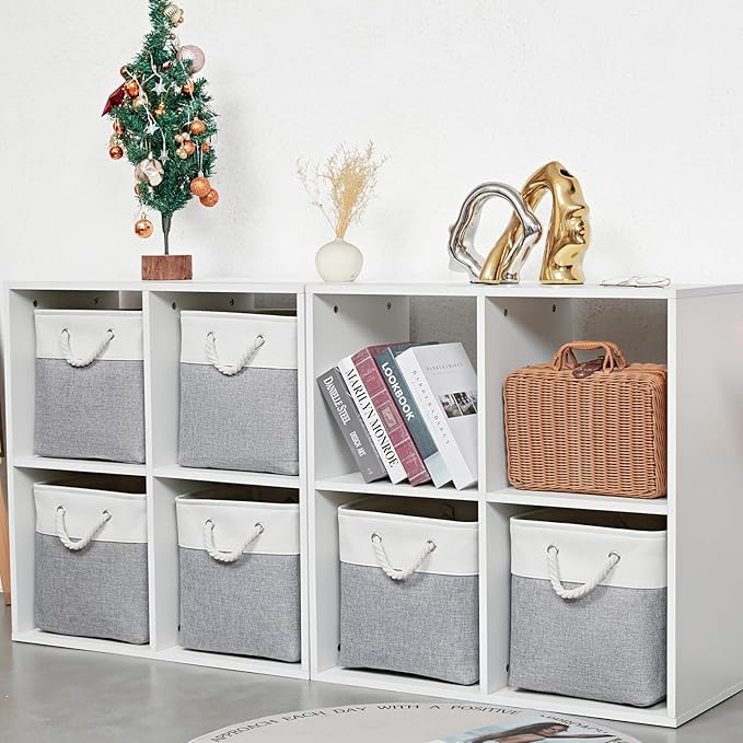 12 x 12 Inch Cube Storage Bins, 6 Pack Large Collapsible Fabric Storage Bin - Image 6