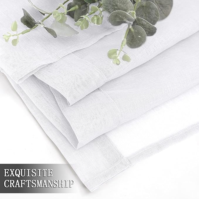 Tollpiz Sheer Curtain Linen Textured Bedroom Curtains Sheer Light Filtering Rod - Image 7