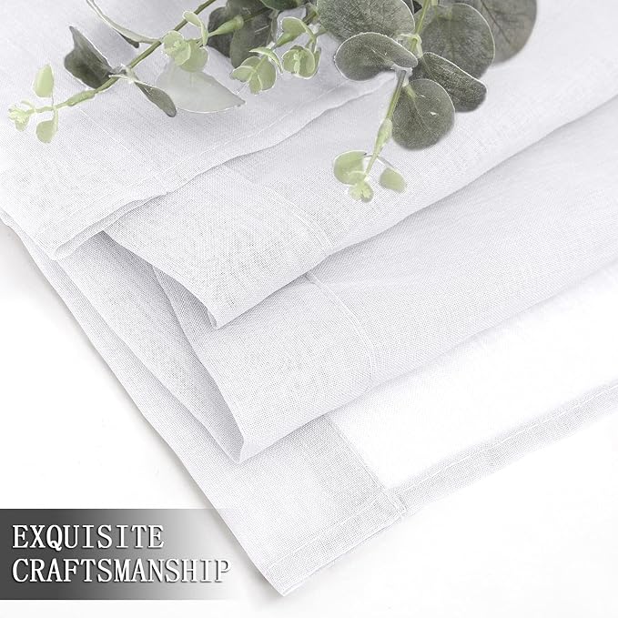 Tollpiz Sheer Curtains Living Room Linen Textured Curtain Sheers Light - Image 7