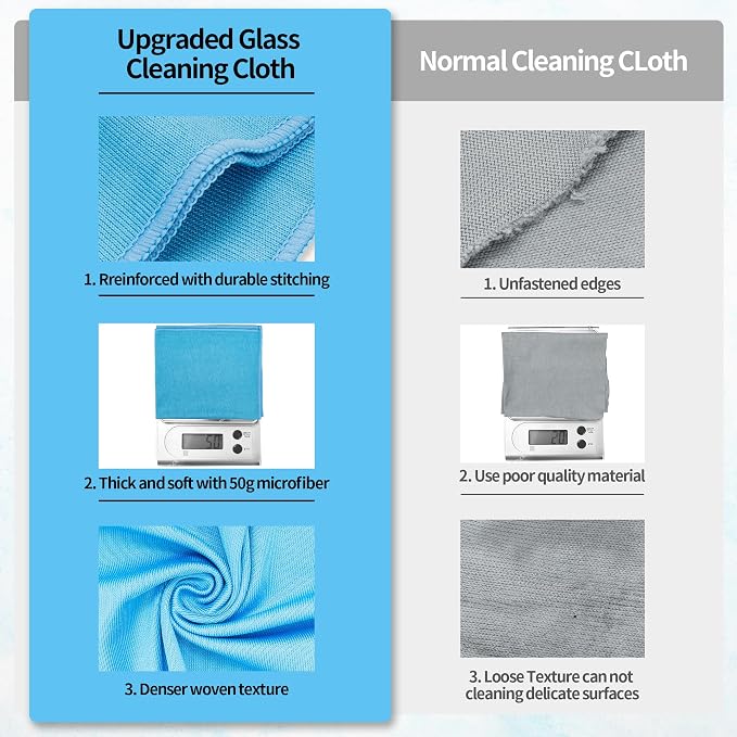HOMERHYME Microfiber Glass Cleaning Cloth, 6 Pack Window Glass Cleaning Rags - Image 8