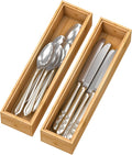 Bamboo Kitchen Drawer Organizer, Stackable Silverware Tray Utensil Organizer by Bambloom