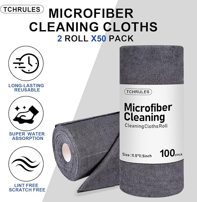 Microfiber Cleaning Cloths Roll, Tear Away Microfiber Towels, Reusable - Image 3