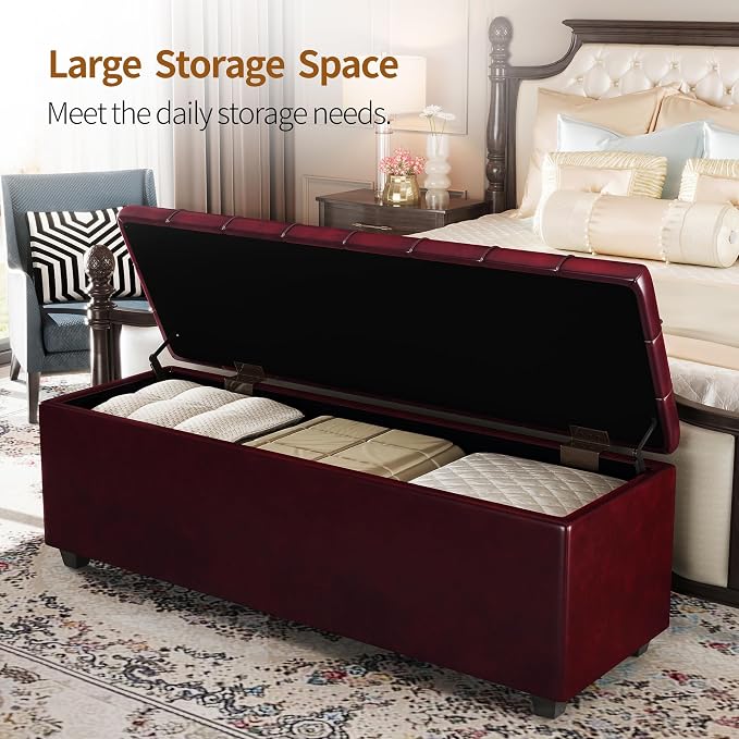 38 Inches long Wine red Ottoman Bench - Image 4