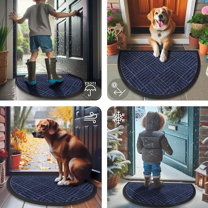 Smiry Half Circle Front Door Mat Outside Entrance, Heavy Duty Outdoor Indoor - Image 7