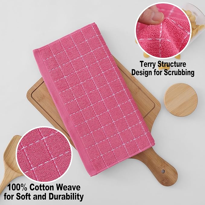 Homaxy 100% Cotton Terry Kitchen Dish Cloths, Ultra Soft and Absorbent Dish - Image 2