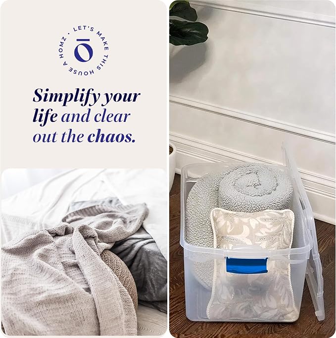 HOMZ 2-Pack Latching Lid, Large Clear Plastic Storage Bins - Image 6