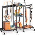 Broom Holder with Cleaning Supplies Organizer, Broom Closet Storage Cabinet by Olakee